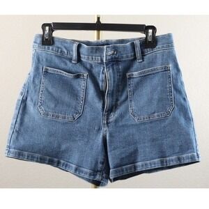 J.Crew Denim Patch Pocket Shorts Medium Wash Blue Size 27 High Rise Utility